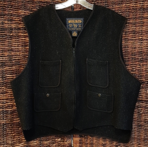 Vintage John Rich And Bros Woolrich Vest XXL Black Mackinaw Wool Hunting Utility - Picture 1 of 5